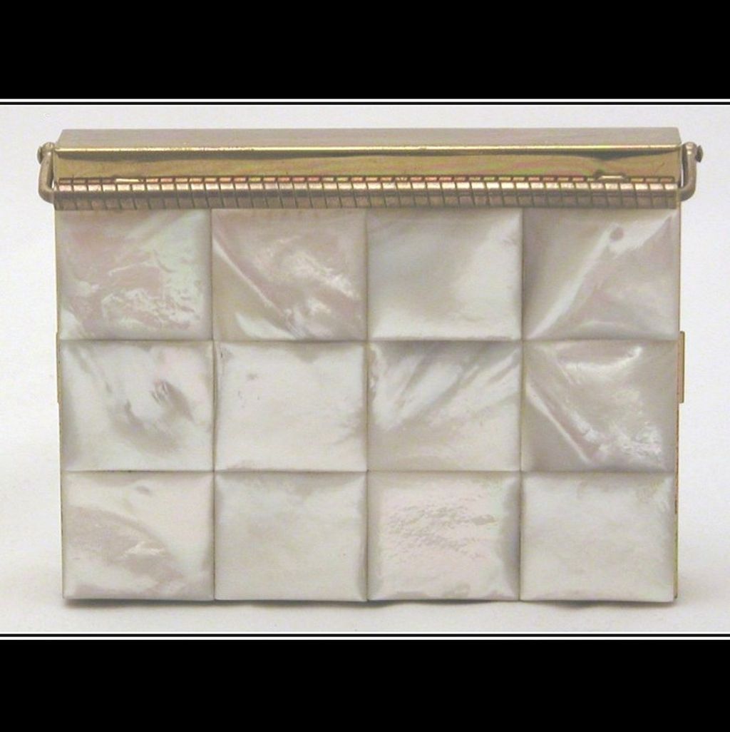 Vintage Volupte Mother of Pearl MOP Carryall with Black Carry Case, Swing-Lock Closure Vintage Volupte Mother of Pearl MOP Carryall with Black Carry Case, Swing-Lock Closure