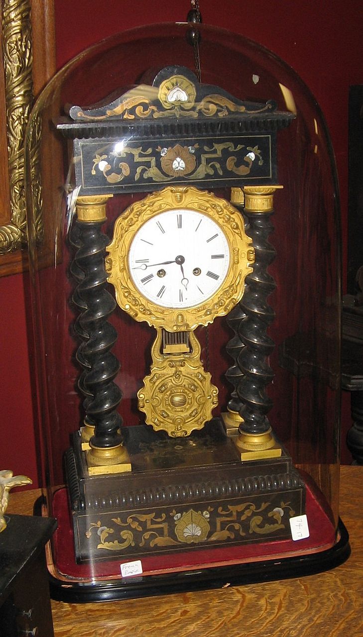 French Empire Clock Under Glass Dome from cathysclocks on Ruby Lane