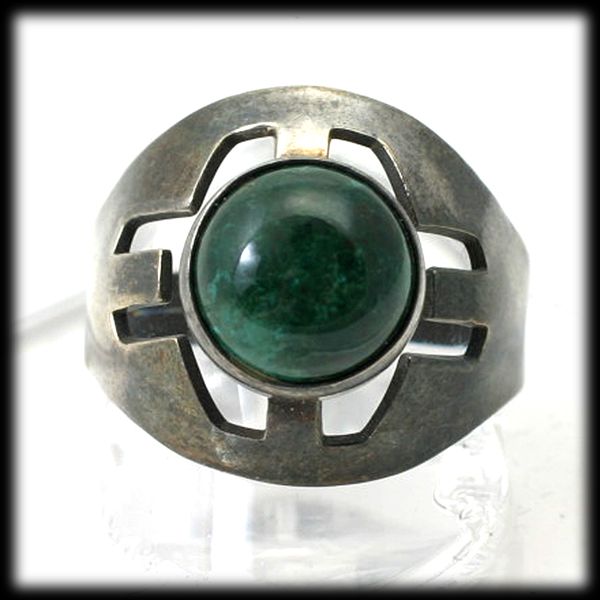 Vintage Ring Sterling Silver Green Eilat Chrysocolla Israel Vintage Ring Sterling Silver Green Eilat Chrysocolla Israel