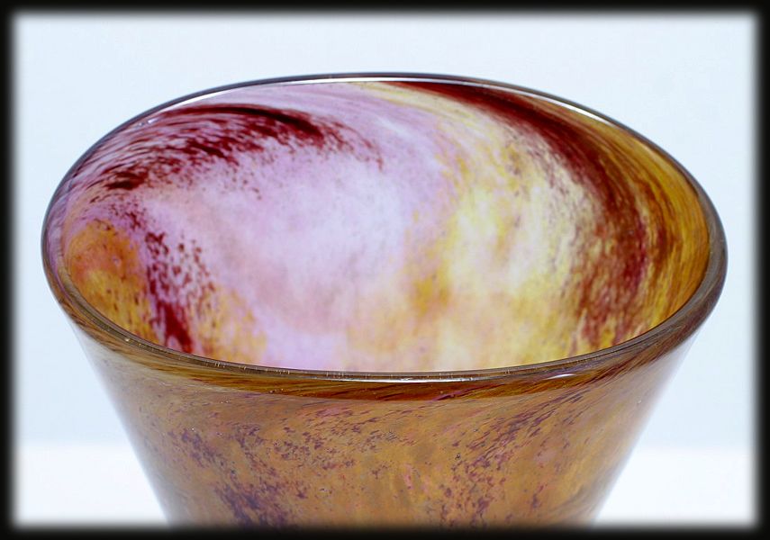 Intuit Studio Art Glass Stoneware Vase Signed Hand Blown Crackle Glass Intuit Studio Art Glass Stoneware Vase Signed Hand Blown Crackle Glass