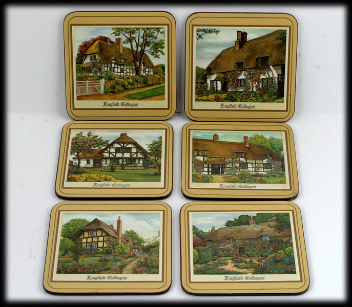 Pimpernel Cork Coasters English Cottages Collection Box Set 6 Vintage Pimpernel Cork Coasters English Cottages Collection Box Set 6 Vintage