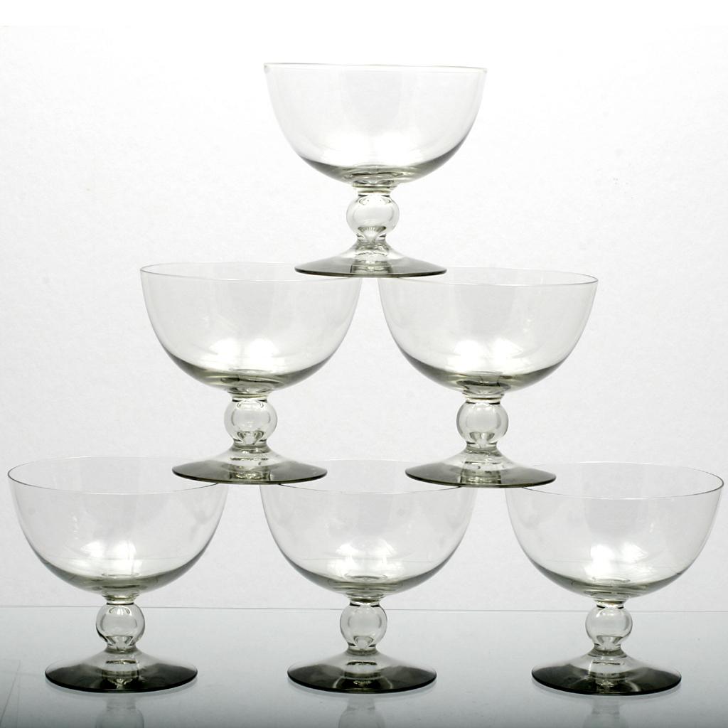 Kosta Boda Bernadotte Sherbet Glasses Smoke Gray Crystal Mid Century Art Glass Kosta Boda Bernadotte Sherbet Glasses Smoke Gray Crystal Mid Century Art Glass