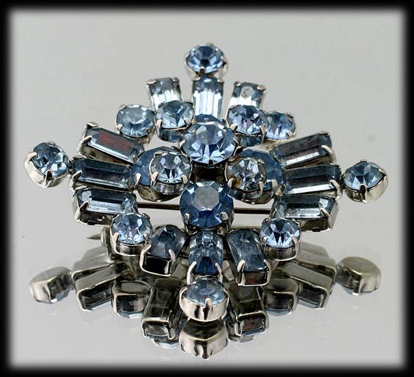 Stunning Pale Blue Rhinestone Brooch Vintage 1930s Stunning Pale Blue Rhinestone Brooch Vintage 1930s