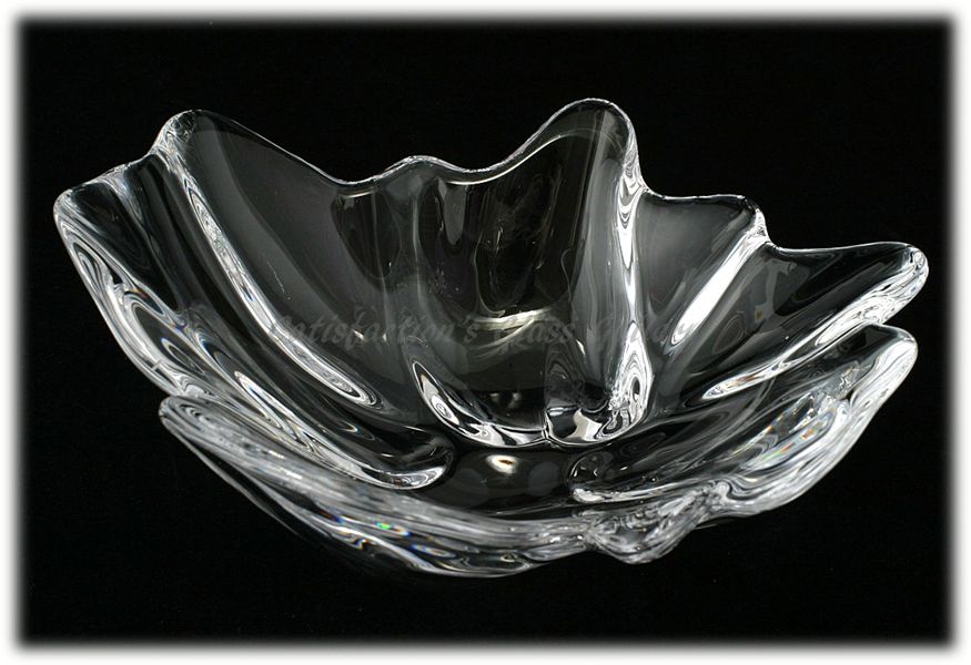 Royal Copenhagen Natura Lead Crystal Bowl Freeform Art Glass Leaf Flower Royal Copenhagen Natura Lead Crystal Bowl Freeform Art Glass Leaf Flower