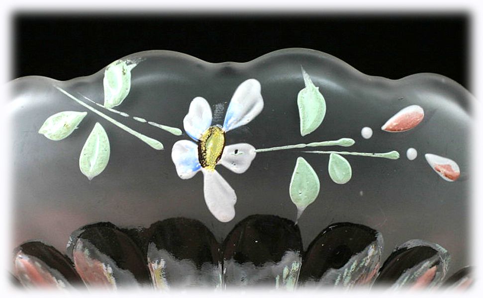 EAPG Frosted Enameled Bowls Flowers Antique Satin Glass Nappys Candy Dish Set 4 EAPG Frosted Enameled Bowls Flowers Antique Satin Glass Nappys Candy Dish Set 4