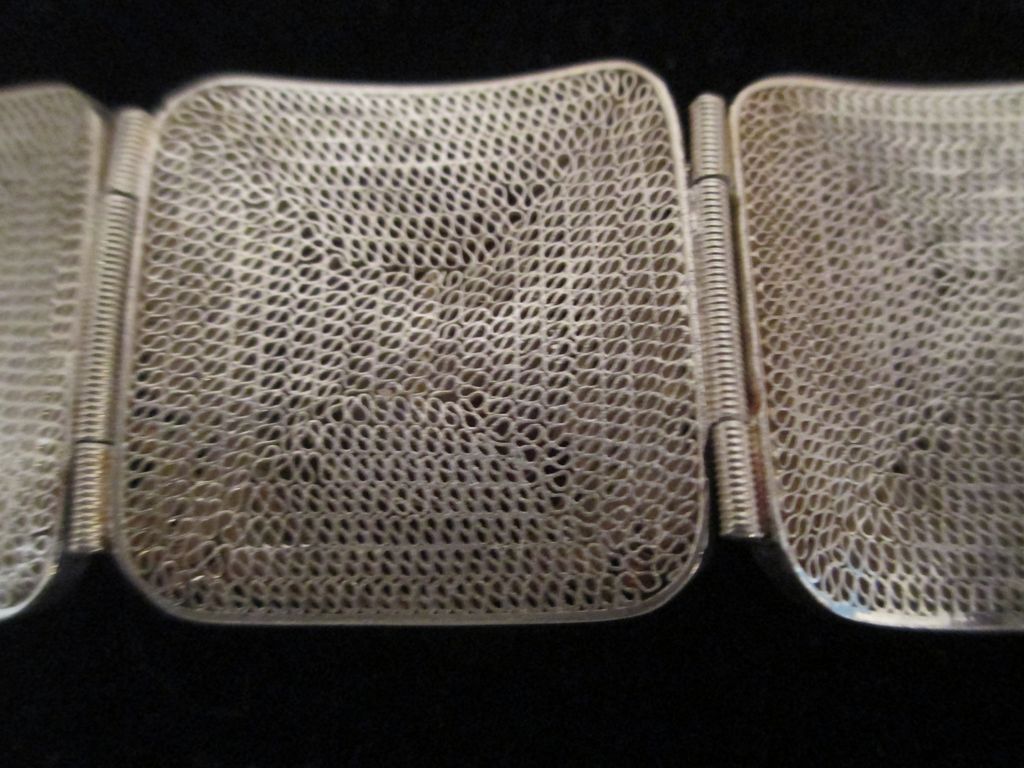 Asian Filigree Silver /Carved Cinnabar Bracelet Asian Filigree Silver /Carved Cinnabar Bracelet