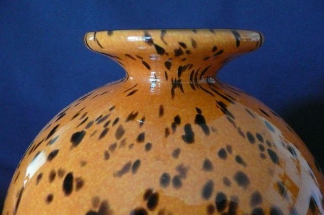 Art Glass Vase in Orange Leopard Tones Art Glass Vase in Orange Leopard Tones