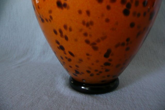 Art Glass Vase in Orange Leopard Tones Art Glass Vase in Orange Leopard Tones