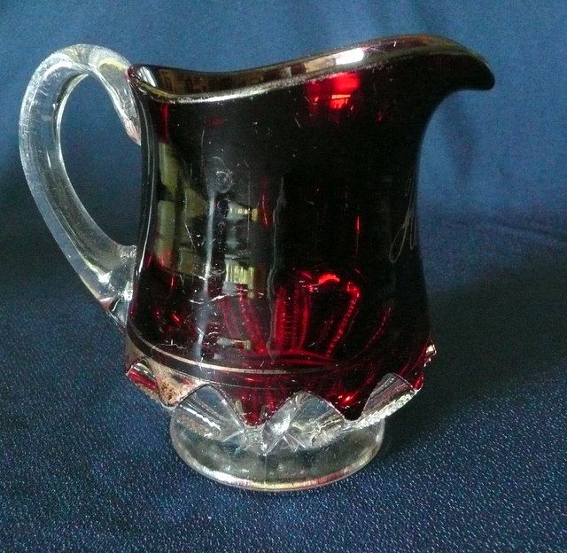 Victorian Ruby Flash Souvenir Pitcher Victorian Ruby Flash Souvenir Pitcher