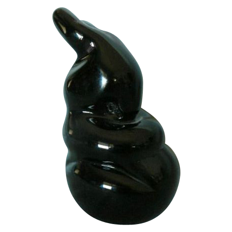 Hand Blown Black Bunny Paperweight Hand Blown Black Bunny Paperweight