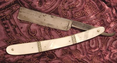 German Straight Razor, Backhaus, Mother of Pearl M.O.P. & Silver German Straight Razor, Backhaus, Mother of Pearl M.O.P. & Silver