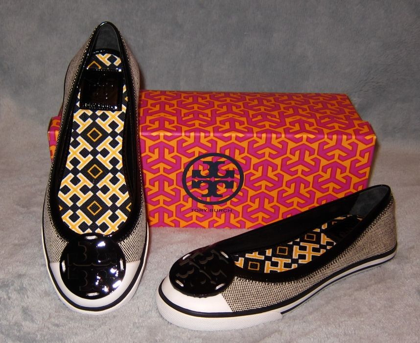 New TORY BURCH Black and White Channing Flats Shoes Size 6.5 New TORY BURCH Black and White Channing Flats Shoes Size 6.5