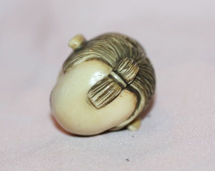 Ivory Netsuke of Angry Mans Face Ivory Netsuke of Angry Mans Face