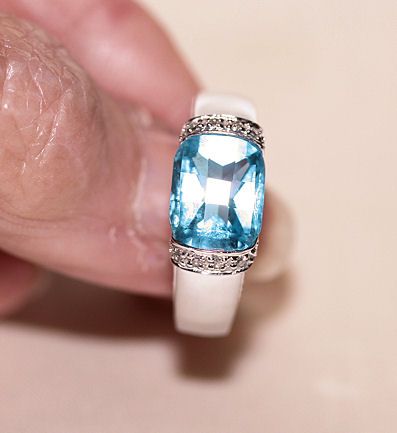 14 Karat White Gold & Cushion Cut Blue Topaz 14 Karat White Gold & Cushion Cut Blue Topaz