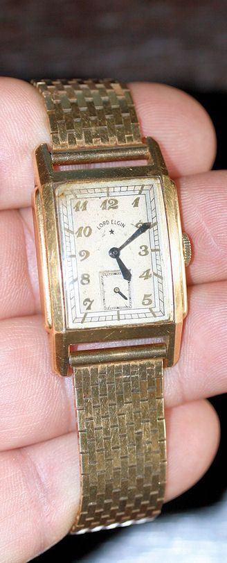 Vintage 1930s Lord Elgin 18K YG wrist watch with a 14K YG bracelet Vintage 1930s Lord Elgin 18K YG wrist watch with a 14K YG bracelet