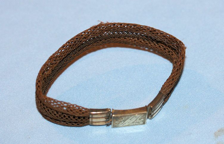 Mid 19th Century Woven Hair & 14K Gold Mourning Bracelet Mid 19th Century Woven Hair & 14K Gold Mourning Bracelet