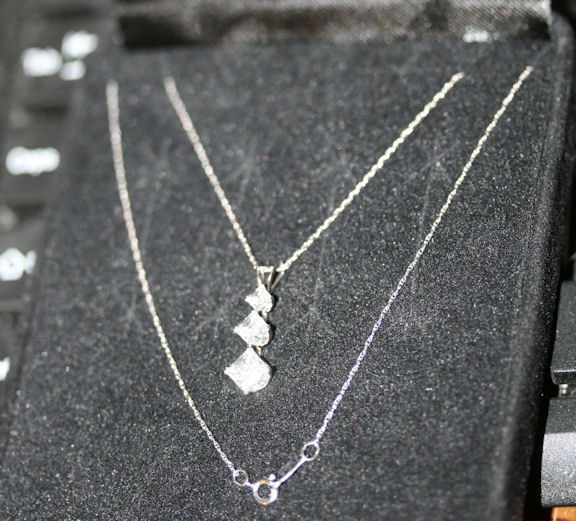 Vintage 1980s Triple CZ Pendant with 14K White Gold Chain Vintage 1980s Triple CZ Pendant with 14K White Gold Chain