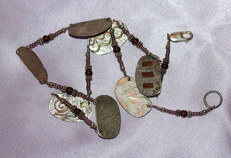 Sterling and Brass with Red Stones Necklace Sterling and Brass with Red Stones Necklace