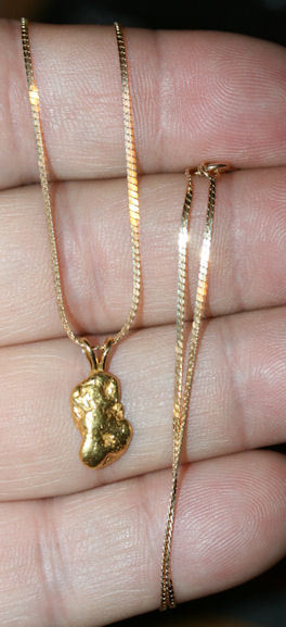 Vintage 14K Gold Nugget w 14K YG Chain Vintage 14K Gold Nugget w 14K YG Chain