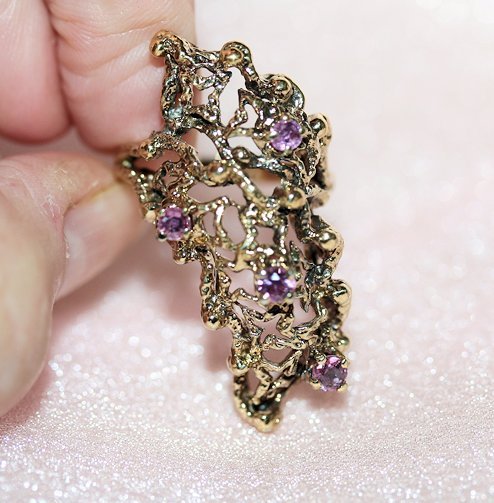 Large Unusual Ring with Gem Stones size 8 Large Unusual Ring with Gem Stones size 8