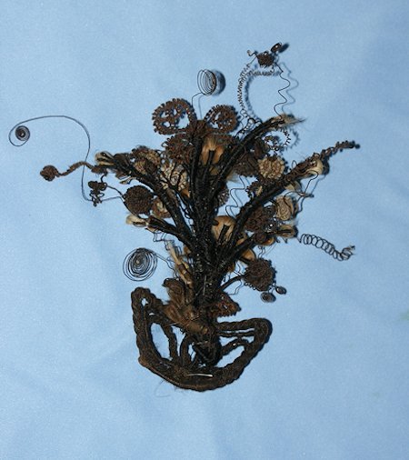 Antique Victorian Mourning Hair Bouquet - Large Antique Victorian Mourning Hair Bouquet - Large