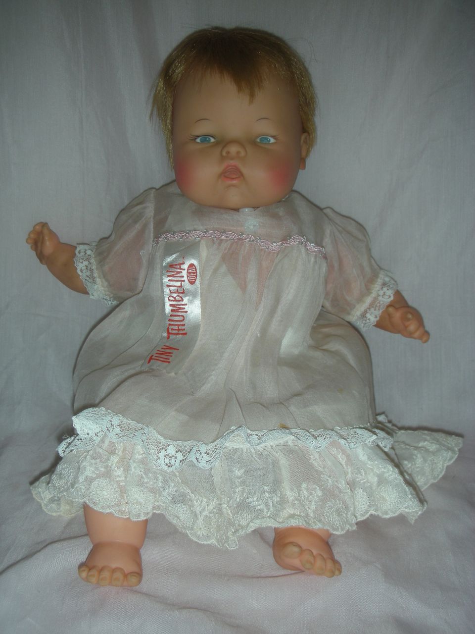 Vintage Ideal Tiny Thumbelina Doll Works with Original Gown Vintage Ideal Tiny Thumbelina Doll Works with Original Gown