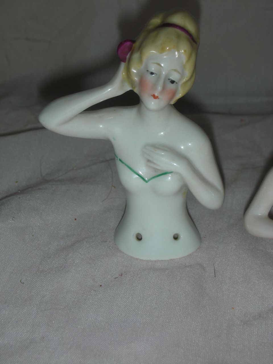 Two Vintage Half Pin Cushion Dolls Two Vintage Half Pin Cushion Dolls