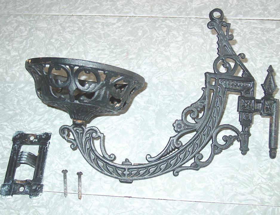 Cast Iron Oil Lamp Holder Pat'd June 7 1881 & Wall Mount Bracket Ornate Victorian Era Cast Iron Oil Lamp Holder Pat'd June 7 1881 & Wall Mount Bracket Ornate Victorian Era