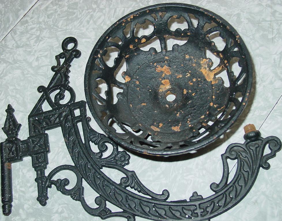 Cast Iron Oil Lamp Holder Pat'd June 7 1881 & Wall Mount Bracket Ornate Victorian Era Cast Iron Oil Lamp Holder Pat'd June 7 1881 & Wall Mount Bracket Ornate Victorian Era