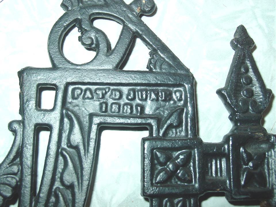 Cast Iron Oil Lamp Holder Pat'd June 7 1881 & Wall Mount Bracket Ornate Victorian Era Cast Iron Oil Lamp Holder Pat'd June 7 1881 & Wall Mount Bracket Ornate Victorian Era