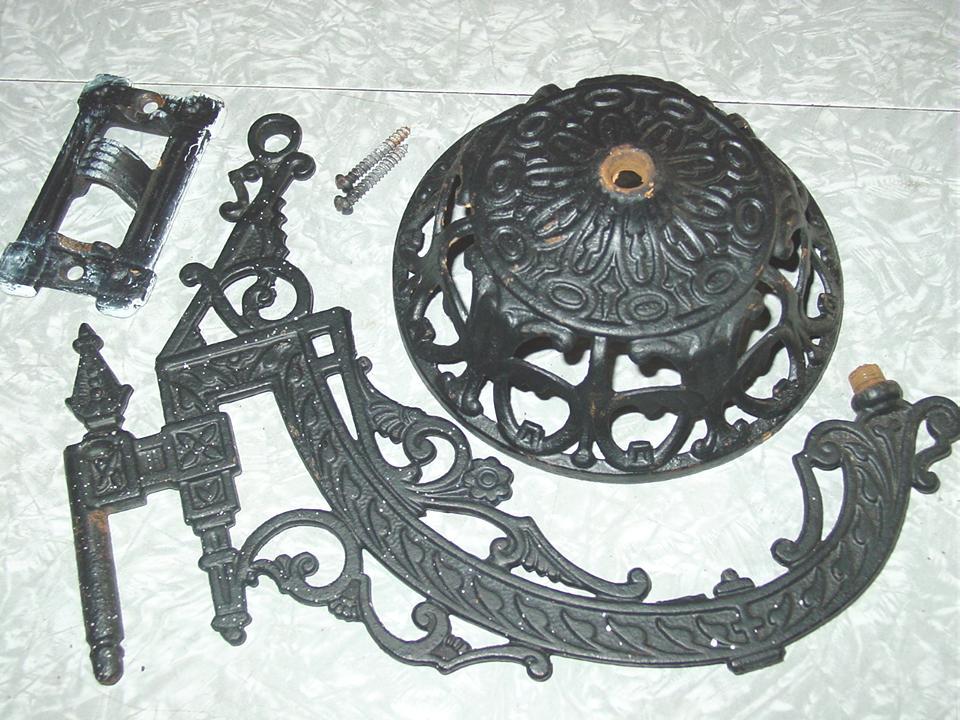 Cast Iron Oil Lamp Holder Pat'd June 7 1881 & Wall Mount Bracket Ornate Victorian Era Cast Iron Oil Lamp Holder Pat'd June 7 1881 & Wall Mount Bracket Ornate Victorian Era