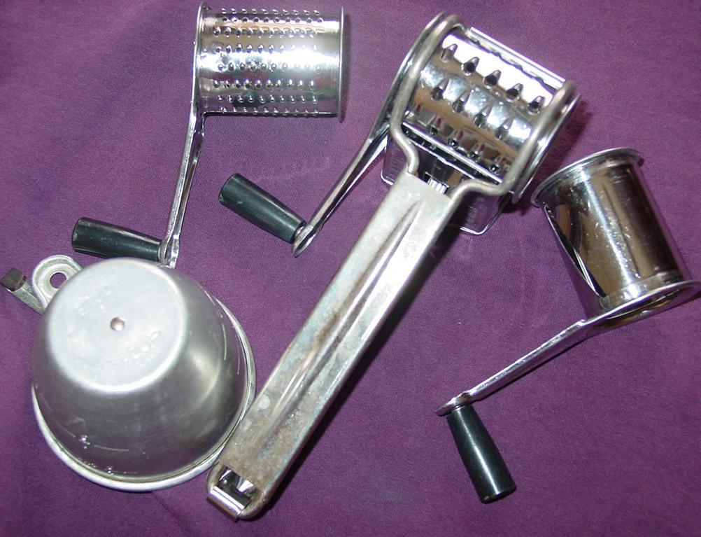 Rotary Triple Grater Shredder Slicer 3 Drum Stainless Steel & Ekco Measuring Cup Rotary Triple Grater Shredder Slicer 3 Drum Stainless Steel & Ekco Measuring Cup
