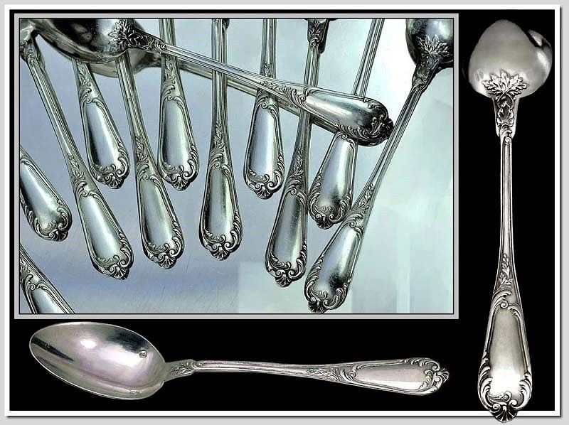 Henri Souflott: Twelve Antique French Sterling Silver Teaspoon Set Henri Souflott: Twelve Antique French Sterling Silver Teaspoon Set