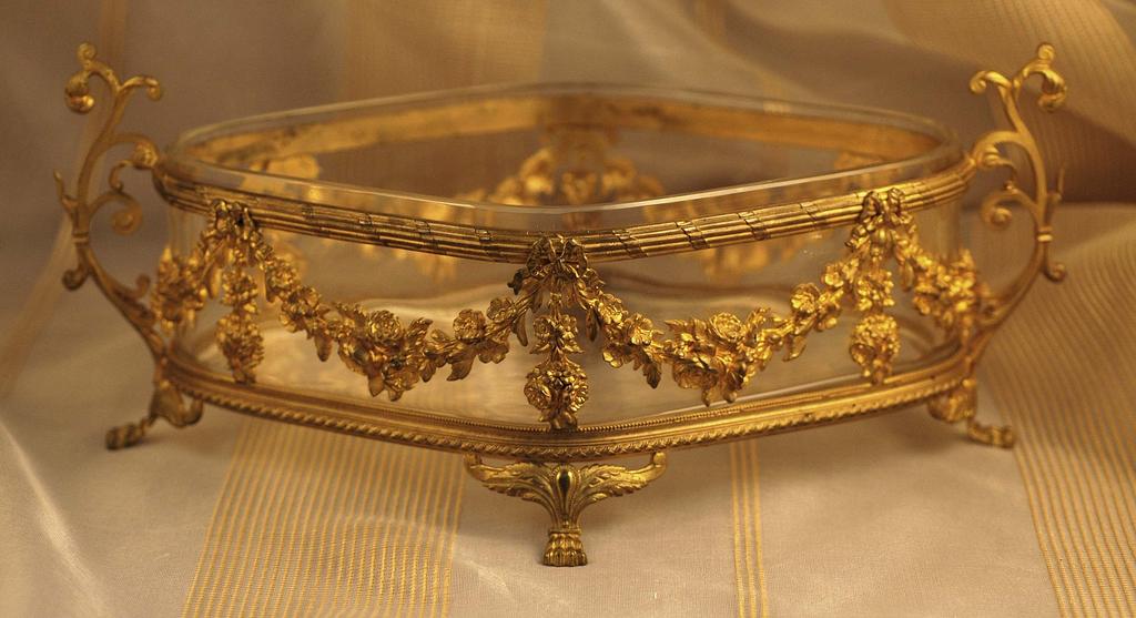 Antique French Gilt Bronze Crystal Centerpiece Jardeniere Antique French Gilt Bronze Crystal Centerpiece Jardeniere