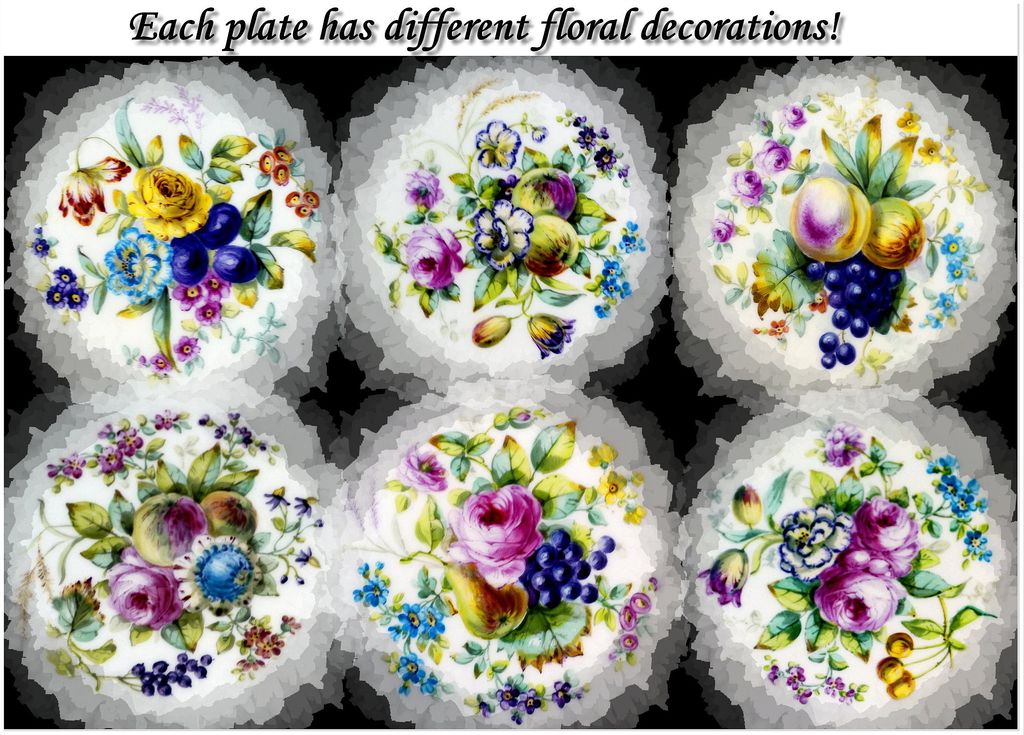 Antique Copeland Porcelain Luncheon Service: 6 Plates 2 Bowls Antique Copeland Porcelain Luncheon Service: 6 Plates 2 Bowls