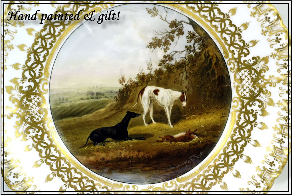 Rare! Hand Painted Gilt Copeland & Garrett Plate: Hunt Themes Rare! Hand Painted Gilt Copeland & Garrett Plate: Hunt Themes