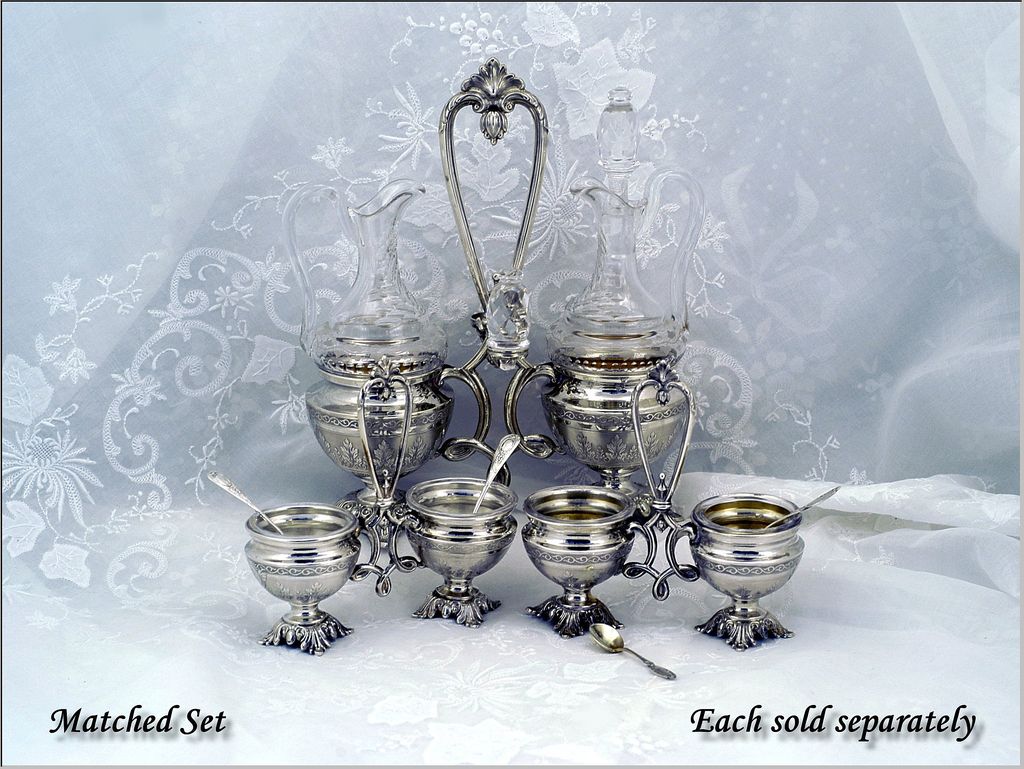 Antique French Sterling Vermeil Open Salt Condiment Caddy Antique French Sterling Vermeil Open Salt Condiment Caddy