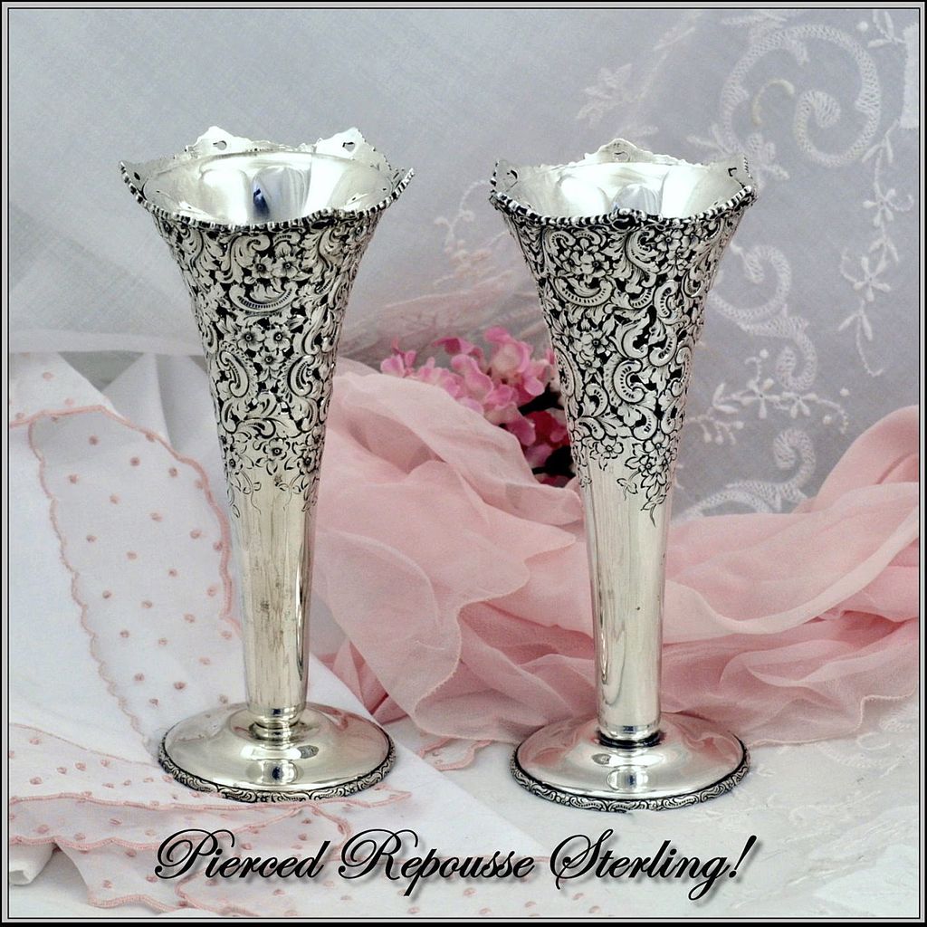 VR: Pair Theodore Starr Sterling Vases With Liners! VR: Pair Theodore Starr Sterling Vases With Liners!
