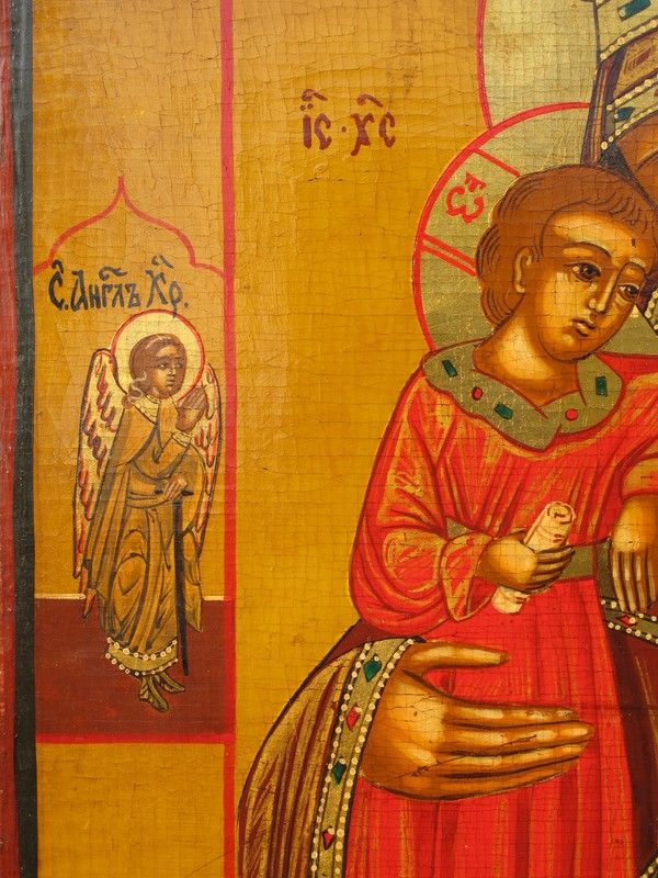 Russian Icon of the crowned Holy Mother of God, holding the little Jesus, Russia, 19th century Russian Icon of the crowned Holy Mother of God, holding the little Jesus, Russia, 19th century