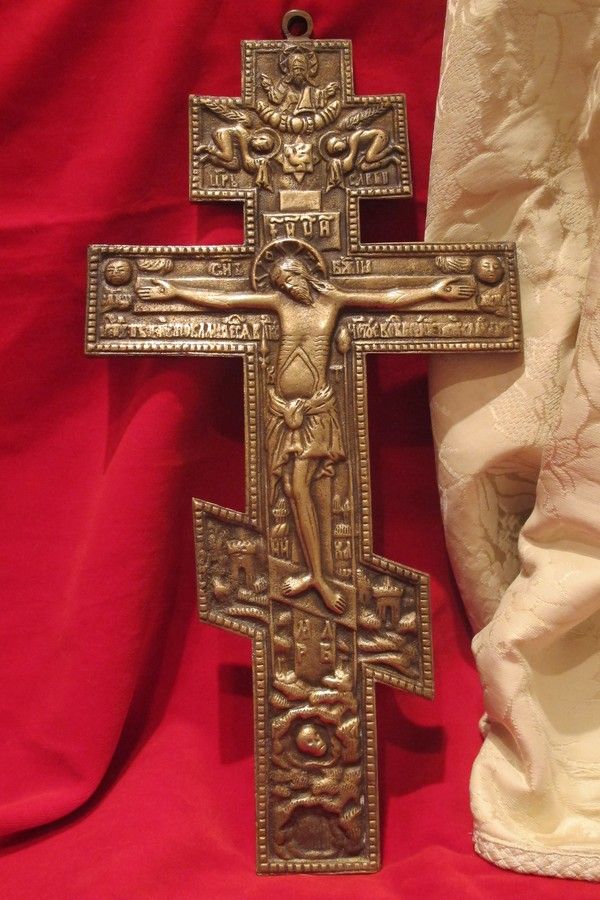 Antique Russian Icon Cross of very big size , 19th century Antique Russian Icon Cross of very big size , 19th century