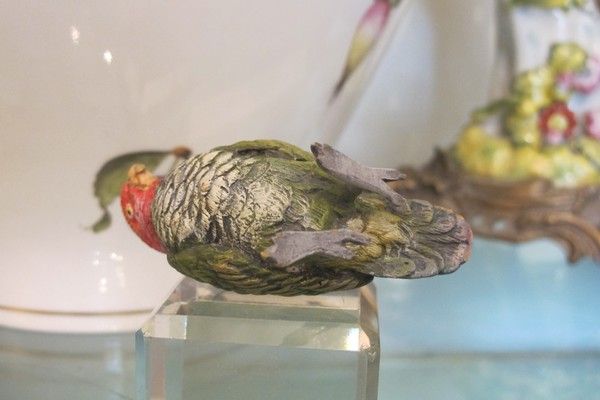 Vienna Bronze figure modelled and cast as a red and green parrot, early 20th century Vienna Bronze figure modelled and cast as a red and green parrot, early 20th century