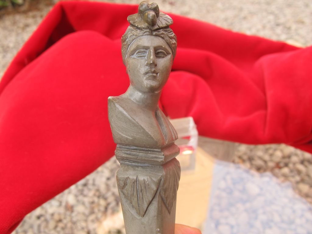 Antique Lava stone letter seal figuring a classical female figure, Italy 19th century Antique Lava stone letter seal figuring a classical female figure, Italy 19th century