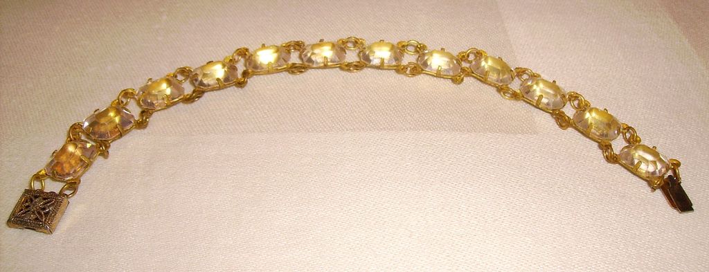 Art Deco Lucite Crystals with Open Back Frames Bracelet Art Deco Lucite Crystals with Open Back Frames Bracelet