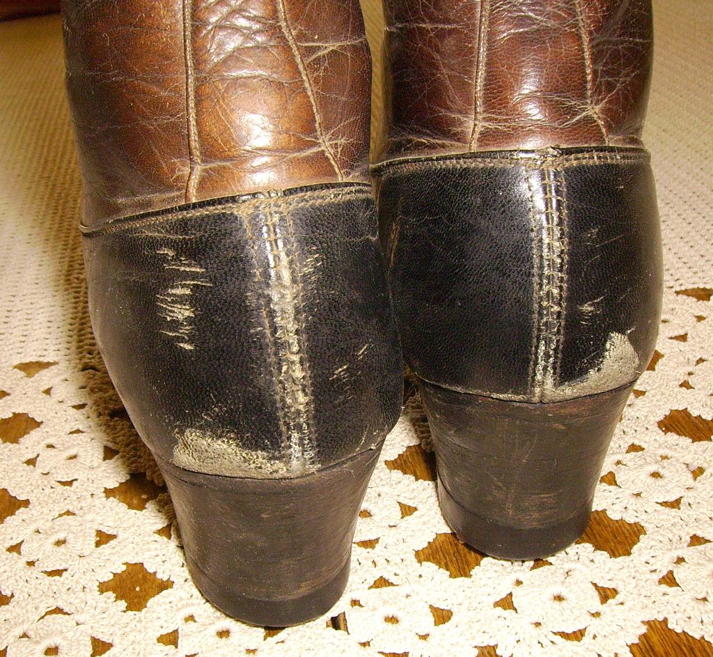 Victorian Ladies Brown & Black Two Tone All Leather Boots Victorian Ladies Brown & Black Two Tone All Leather Boots