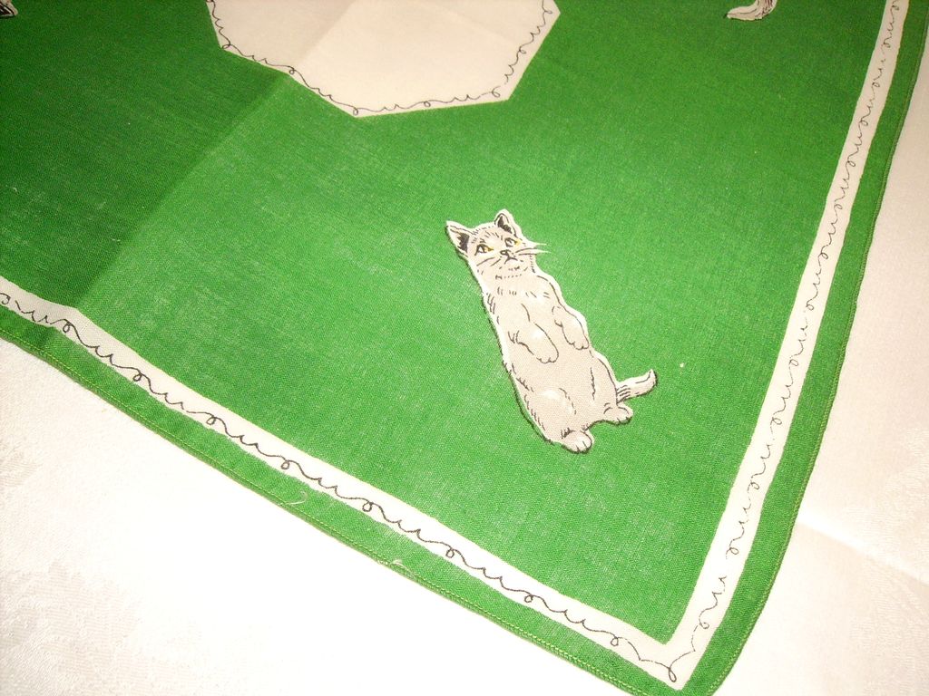 Vintage Kitty Cat Printed Handkerchief Vintage Kitty Cat Printed Handkerchief