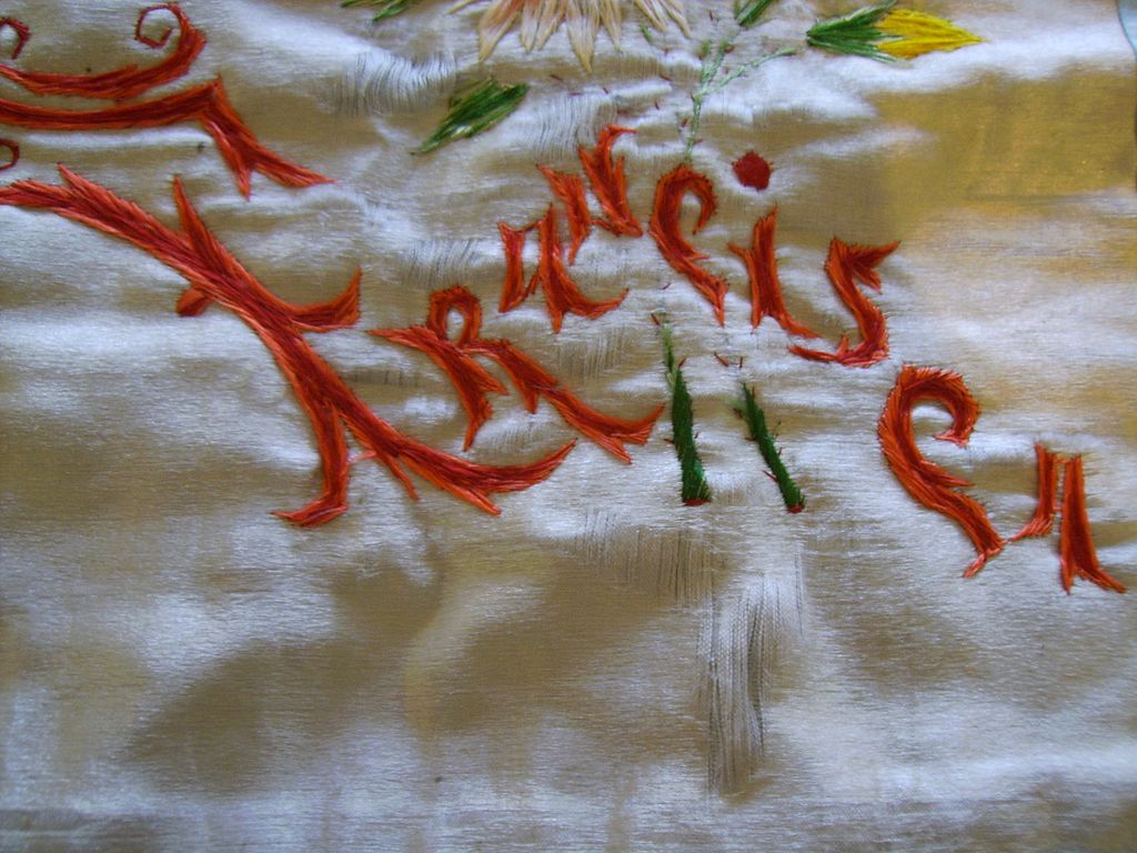French Victorian Silk Baby Quilt with Silk Embroidery and Needle Lace French Victorian Silk Baby Quilt with Silk Embroidery and Needle Lace