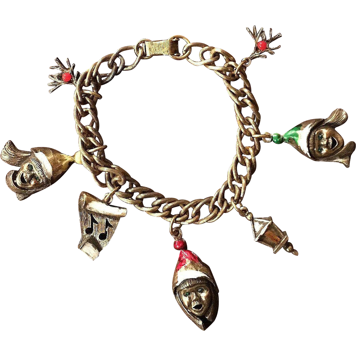 Adorable 1970's Mylu Carolers Gold-tone Charm Bracelet Adorable 1970's Mylu Carolers Gold-tone Charm Bracelet