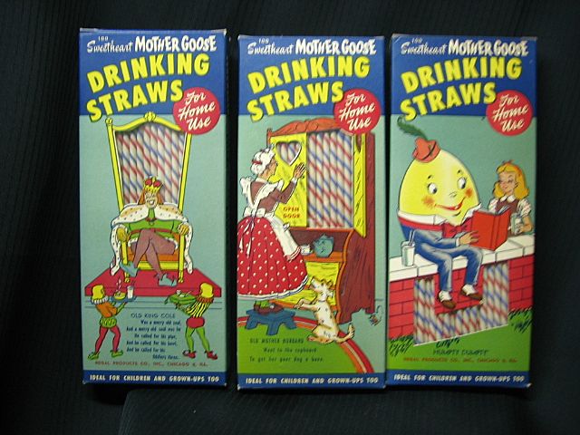 Paper Sweetheart Mother Goose Drinking Straw Set of Three Mint Condition! Paper Sweetheart Mother Goose Drinking Straw Set of Three Mint Condition!