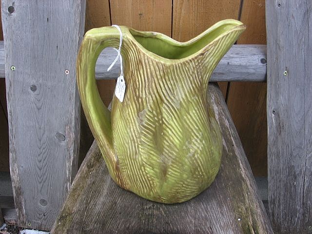 Rare Gonder Pottery Twig and Bark Pitcher Rare Gonder Pottery Twig and Bark Pitcher