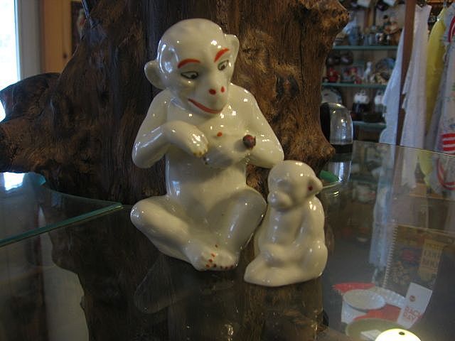 1950"s Czechoslovak Pottery Monkey Set 1950"s Czechoslovak Pottery Monkey Set
